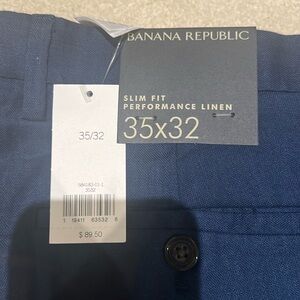 Mens Banana Republic slim linen slacks NWT sized 35w 32L
